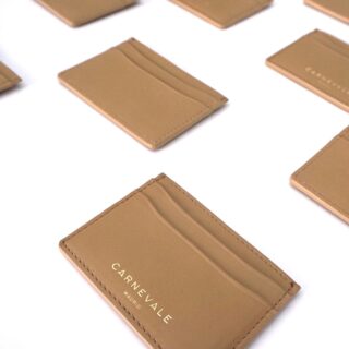 beige leather card holder