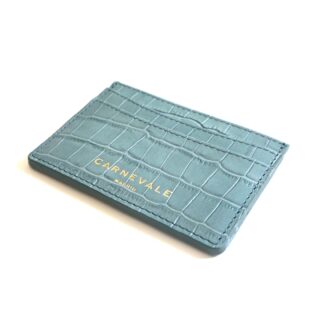 porte-cartes en cuir de coco bleu