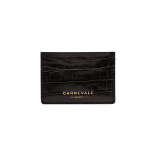 burgundy black crocodile leather card holder Carnevale