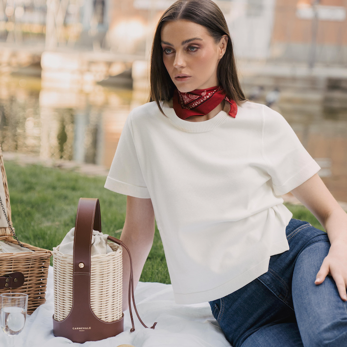 Panier Jane en osier et cuir Fabriqué en Espagne Carnevale Madrid